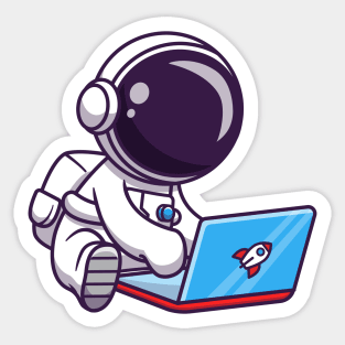 Cute Astronaut Playing Laptop Sticker